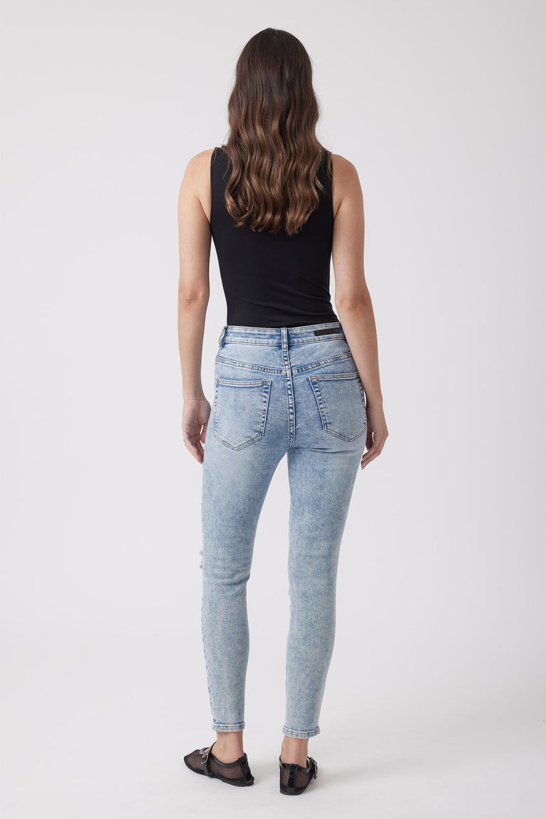 Evie Button Distressed Jean