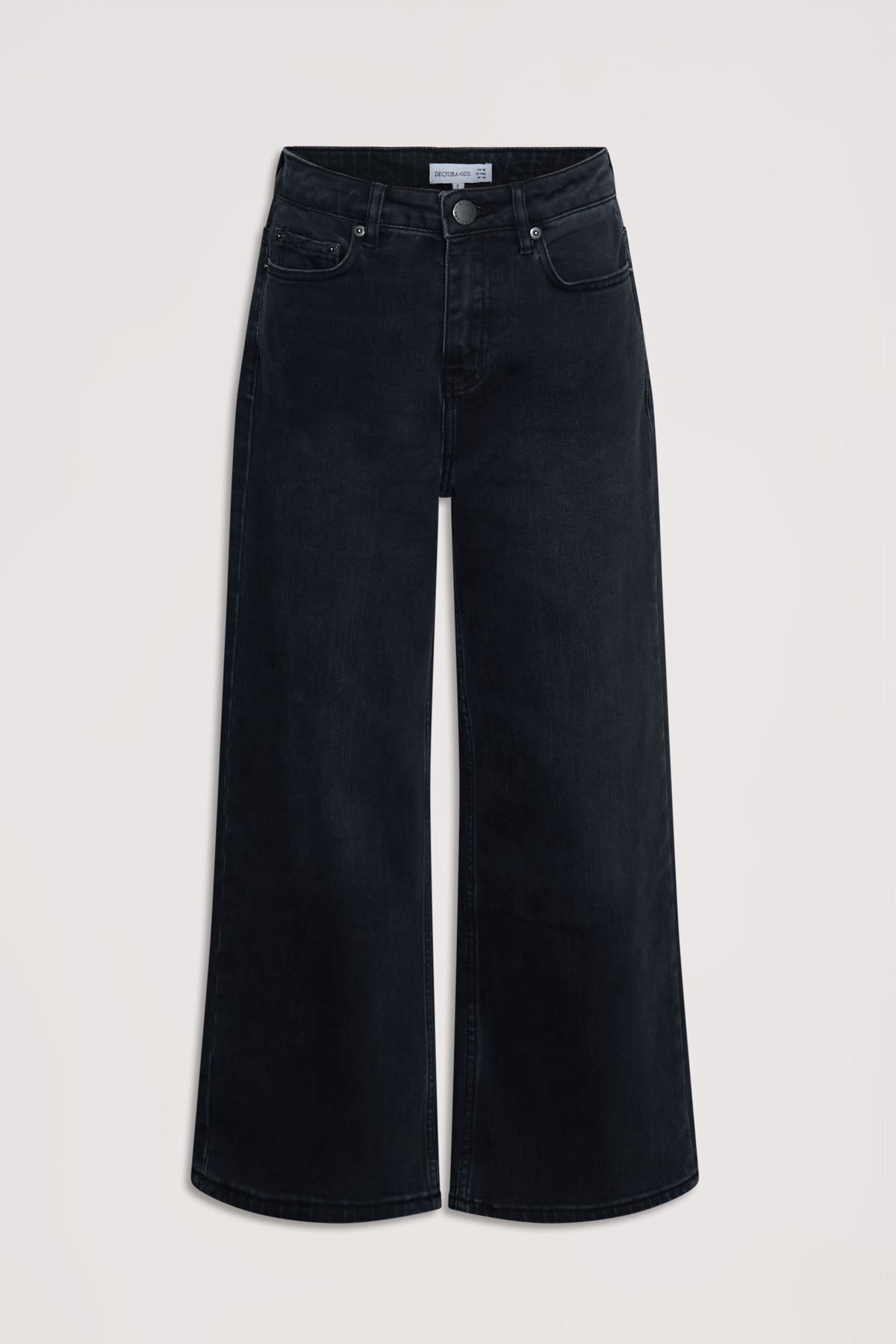 Girls Hailey Wide Leg Jean in black denim with a high waist and relaxed wide leg for stylish comfort by Decjuba.