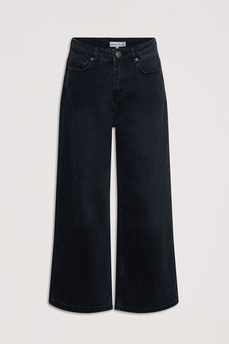 Girls Hailey Wide Leg Jean in black denim with a high waist and relaxed wide leg for stylish comfort by Decjuba.