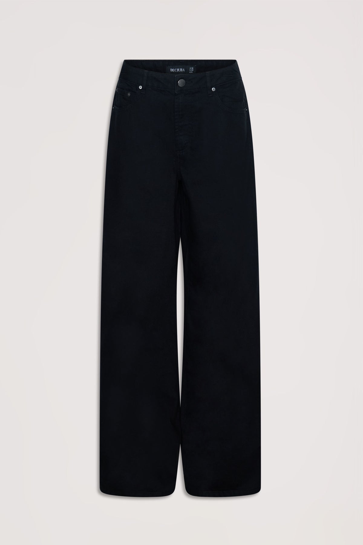 Jenna Palazzo Jean in black denim, front view gallery position 4, wide leg silhouette with relaxed hip fit.