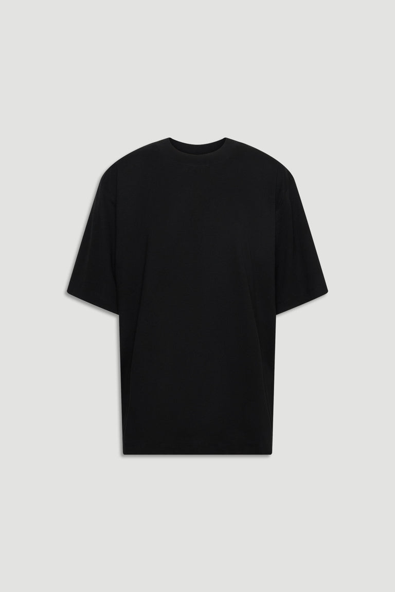 Isabella Oversized Tee in black with relaxed fit, crew neckline, short sleeves, gallery position 4 portrait view 1880x2820