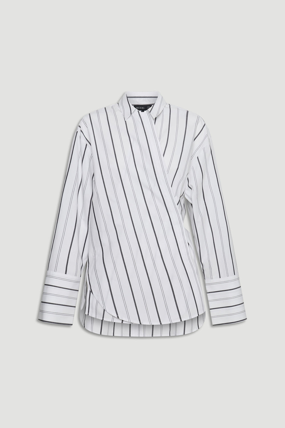 Ivy Button Shirt in portrait gallery position 5, white with thin black stripes and relaxed fit womens top