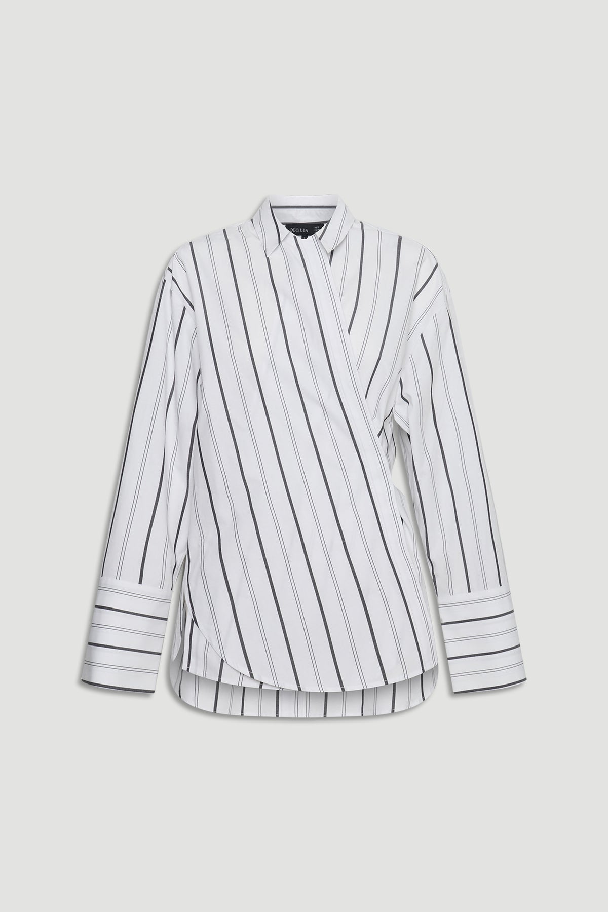 Ivy Button Shirt in portrait gallery position 5, white with thin black stripes and relaxed fit womens top