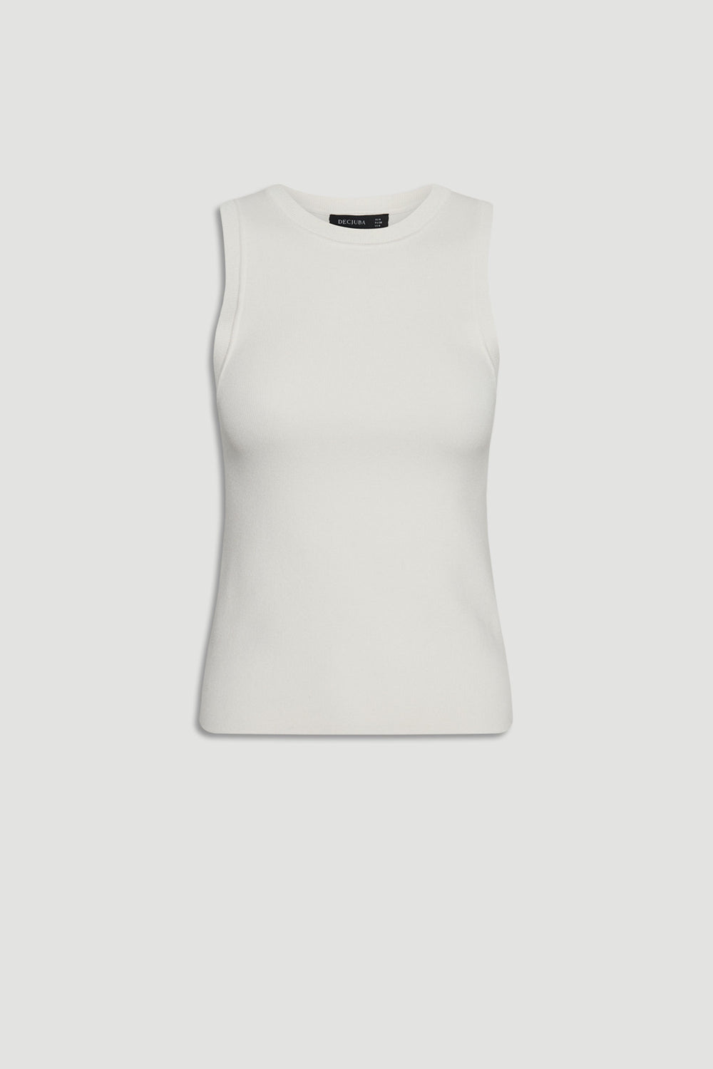 Ava Crew Neck Knit Tank in soft white knit with sleeveless cut, a versatile top by DECJUBA Australian fashion brand