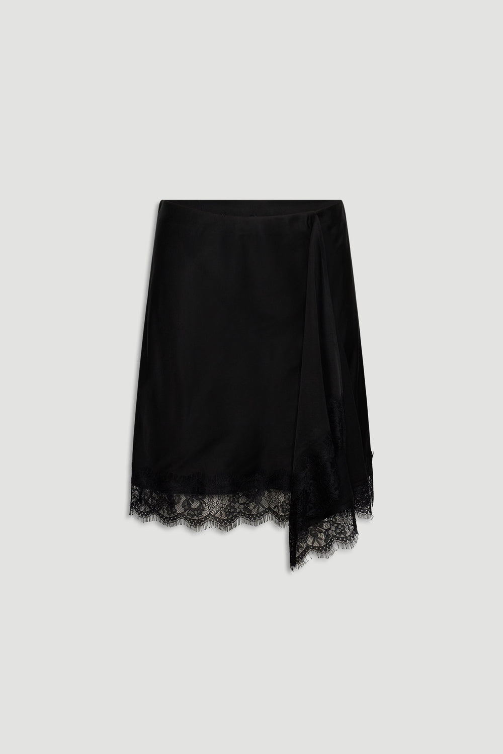 Karla Lace Mini Skirt in sleek black with intricate lace edging, a versatile piece by DECJUBA Australian fashion brand