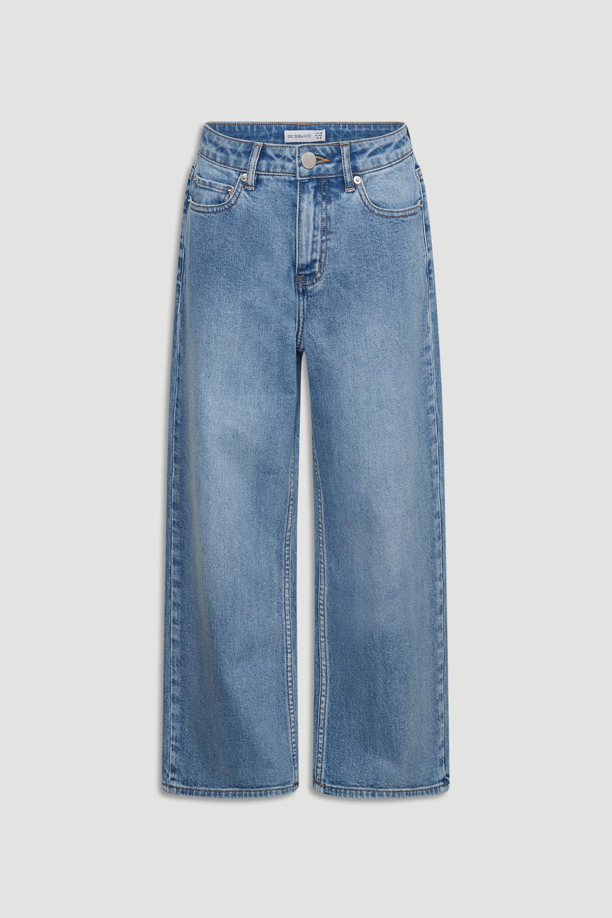 Girls Hailey Wide Leg Jean in soft blue denim with relaxed wide-leg fit and high waist by Decjuba Australian fashion brand