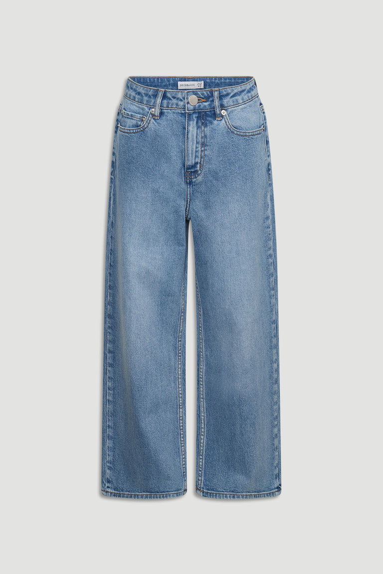 Girls Hailey Wide Leg Jean in soft blue denim with relaxed wide-leg fit and high waist by Decjuba Australian fashion brand