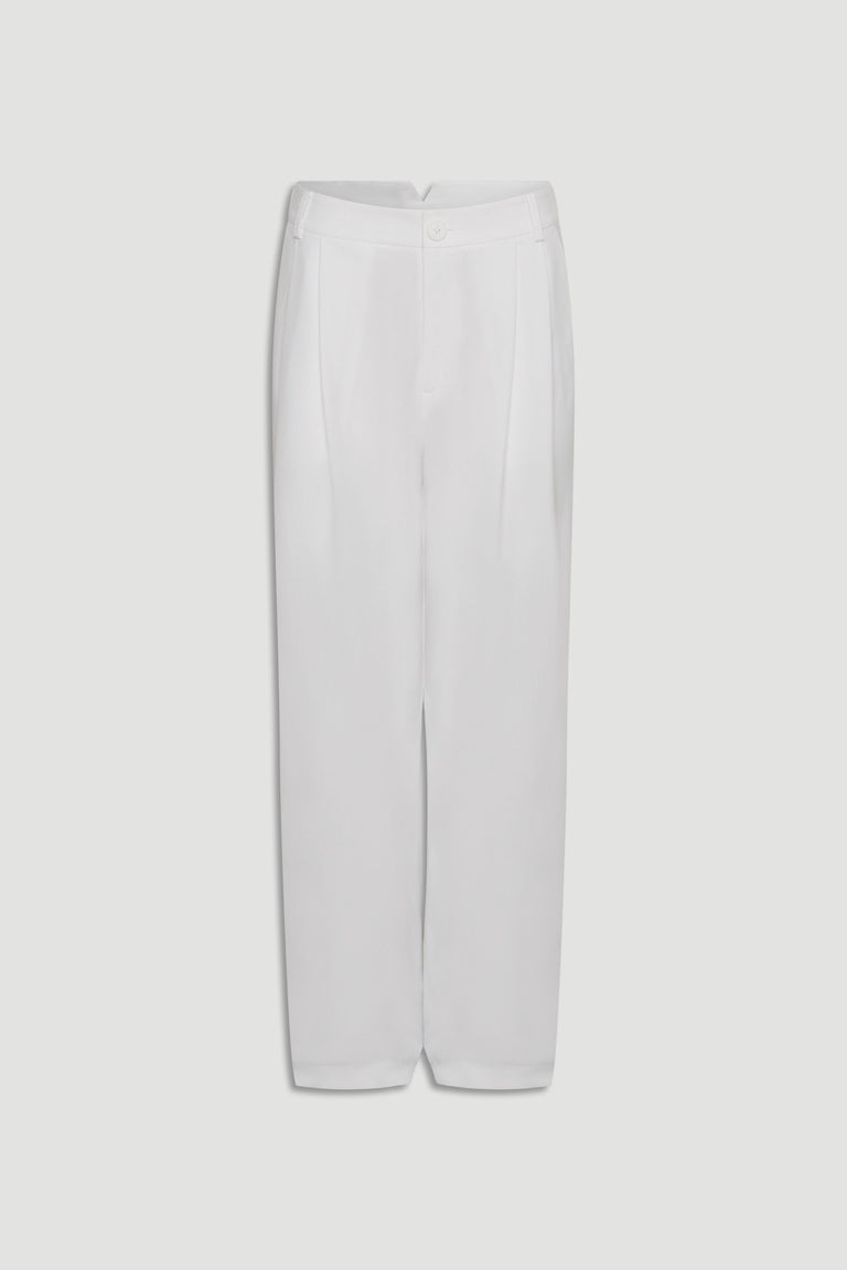 Clara Pleated Pant in white with tailored pleats and a high waist, designed by DECJUBA Australian fashion brand