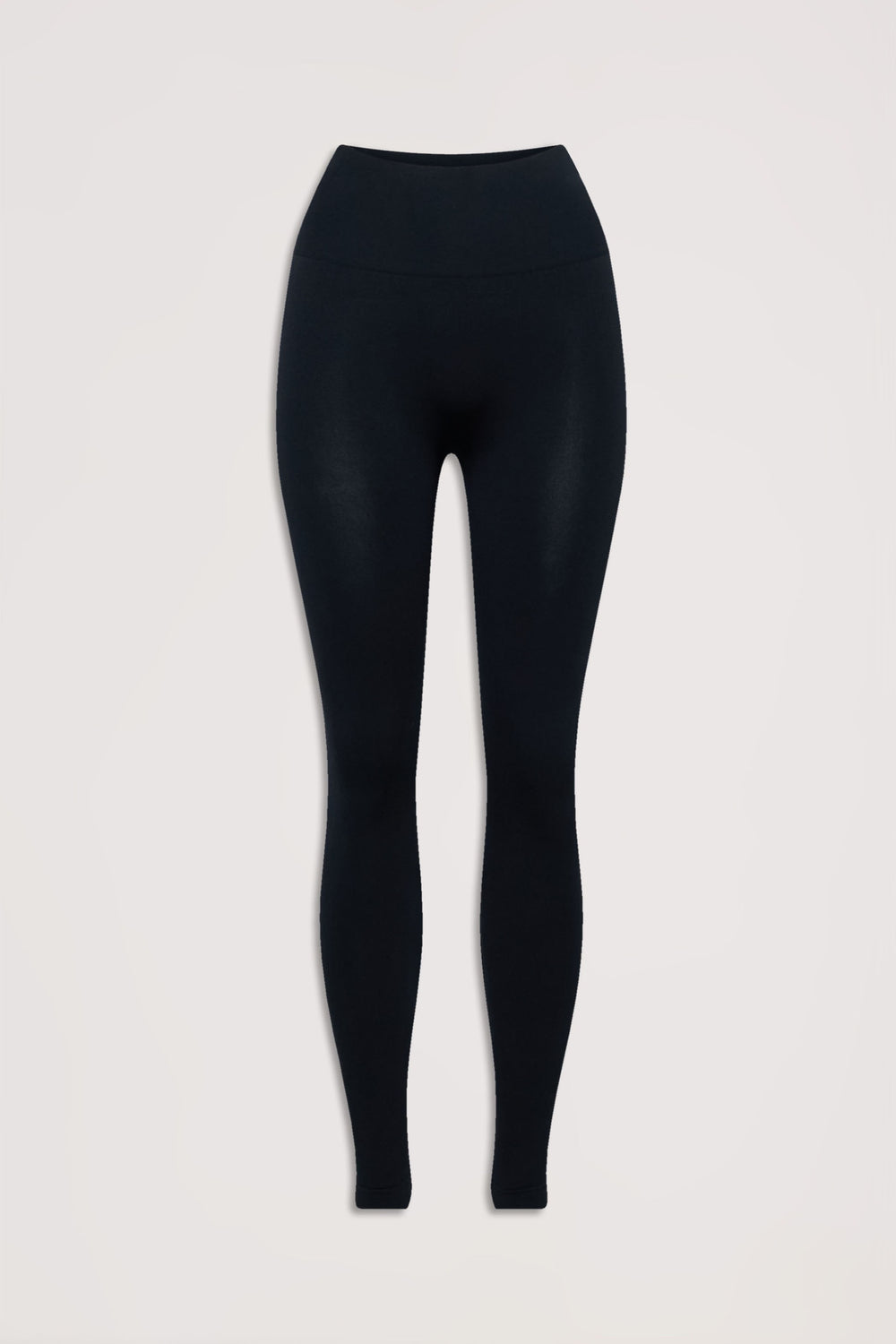 Black seamless leggings with a high-rise waist offering a sleek, comfortable fit for everyday wear.