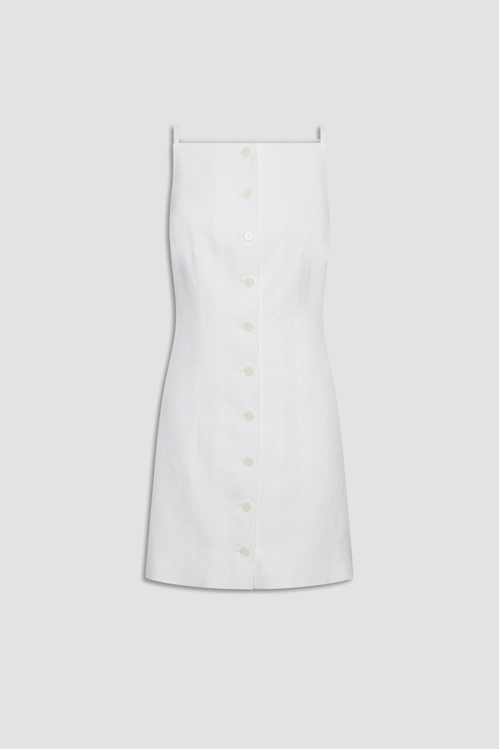 Benne Button Front Vest Dress in white with sleeveless design and button through closure, gallery position 4 portrait view