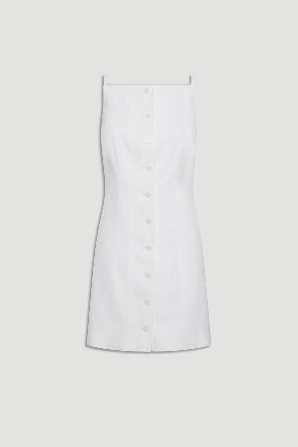 Benne Button Front Vest Dress in white with sleeveless design and button through closure, gallery position 4 portrait view