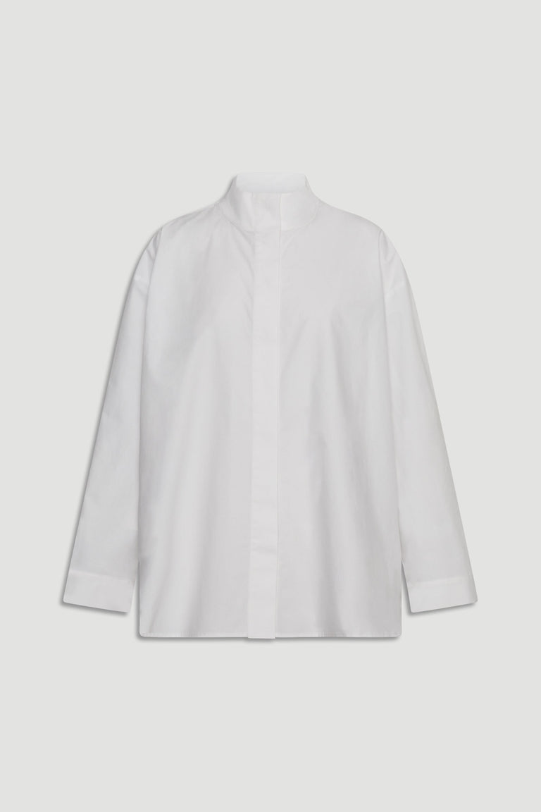 D-Luxe Button Up Shirt in 100% cotton with a sleek high collar, designed by Decjuba Australian fashion brand for versatile style