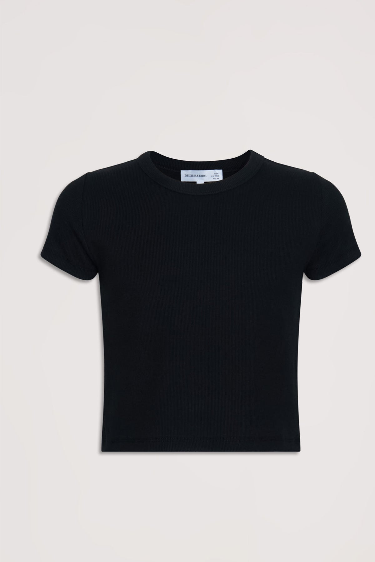 Classic black crop tee for girls with a soft crew neck and short sleeves, offering a sleek, versatile everyday staple.