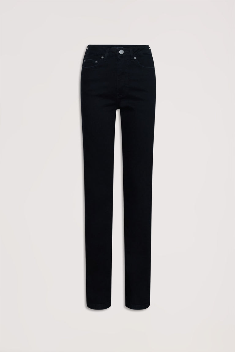 Billie Straight Leg Jean in classic black denim, high rise with a full-length straight leg silhouette, gallery image 4.