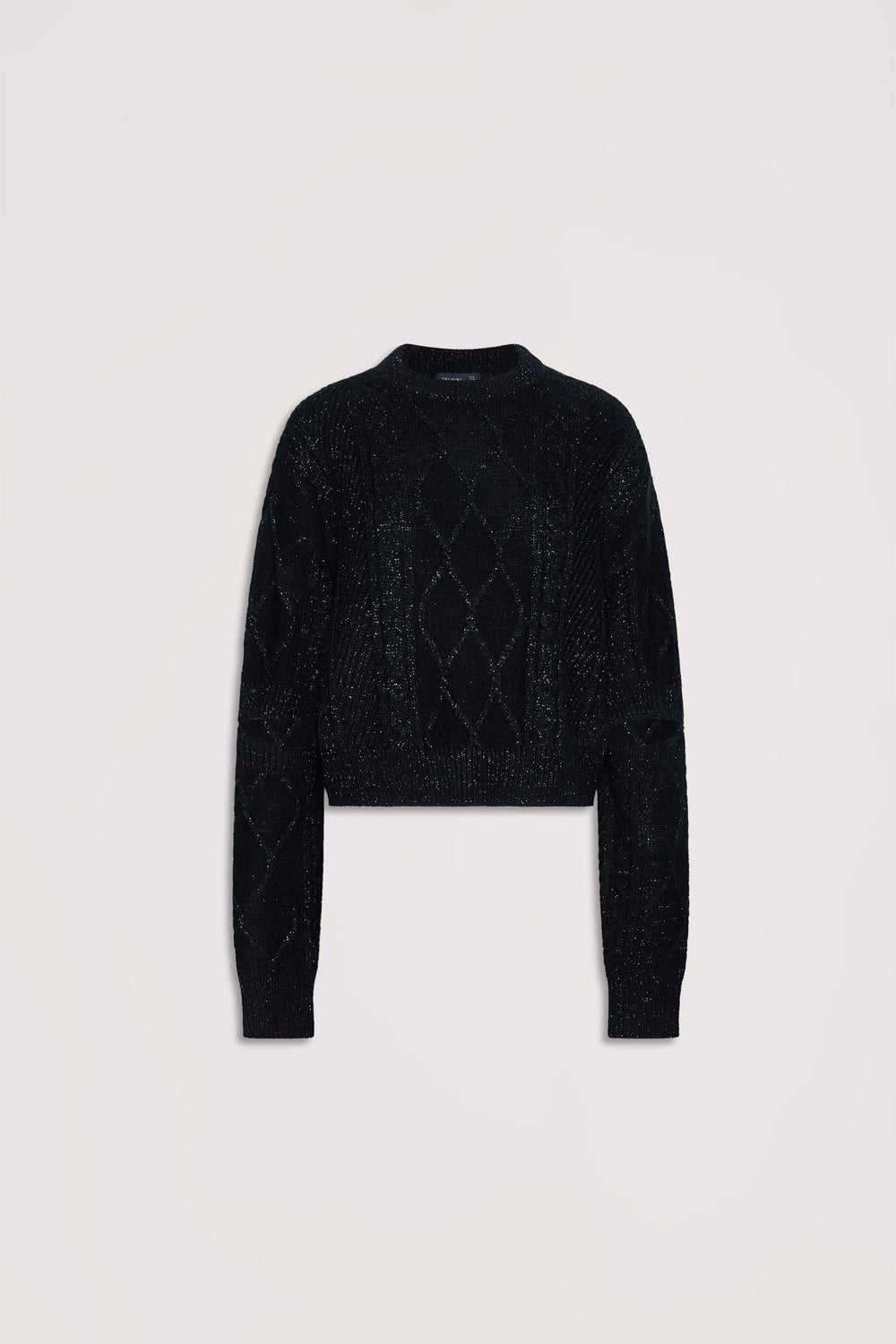 Sasha Lurex Cable Knit Jumper in black with detachable sleeves and subtle shimmer, gallery position 5 portrait view