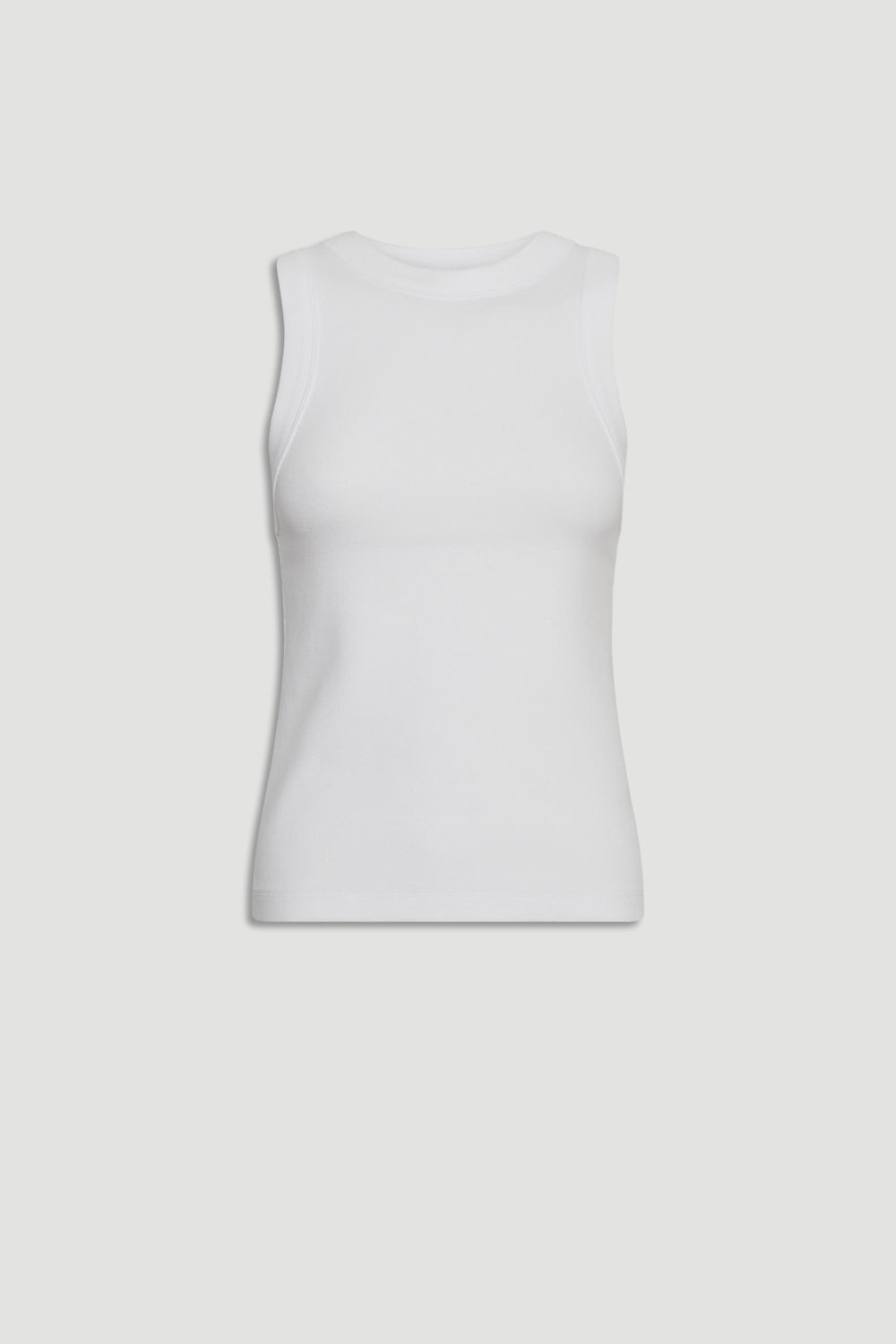 Charlotte Rib Tank in white ribbed knit with a sleek fit, versatile womens top by DECJUBA Australian fashion brand