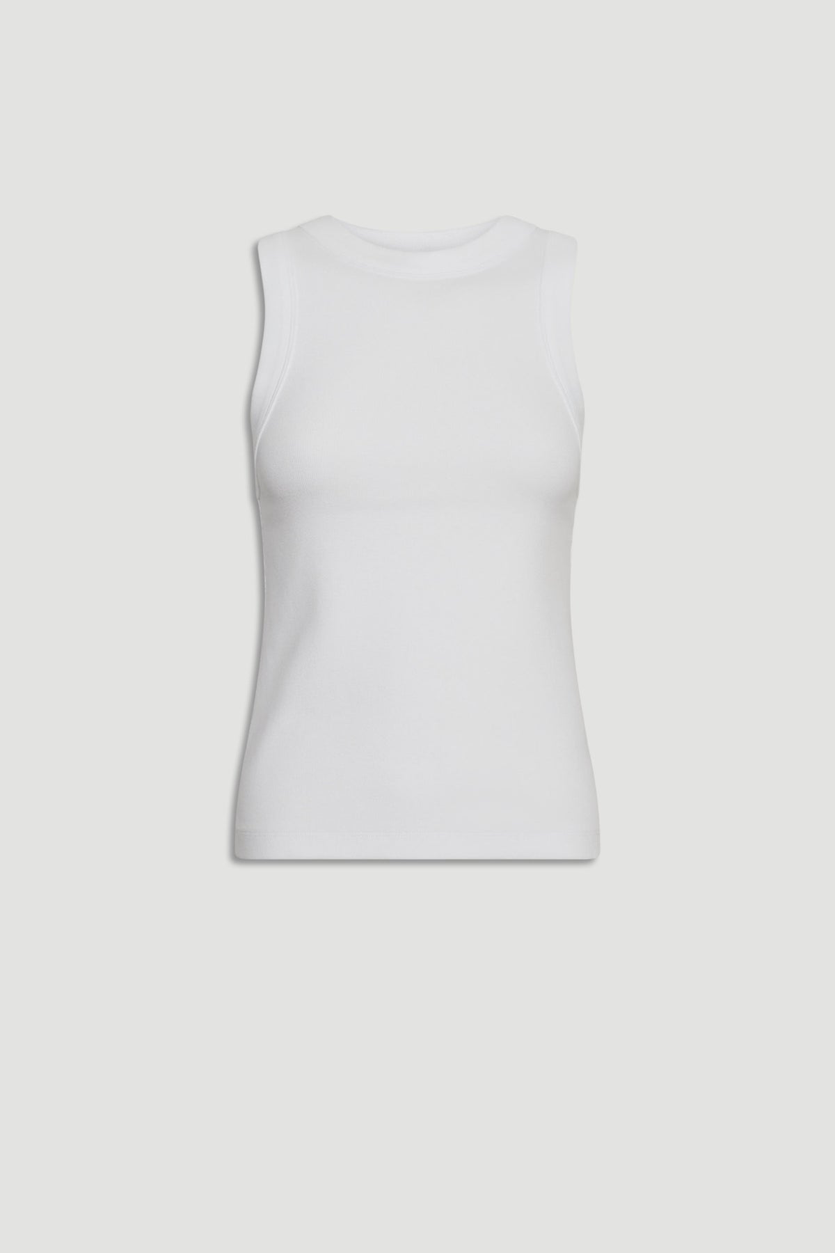 Charlotte Rib Tank in white ribbed knit with a sleek fit, versatile womens top by DECJUBA Australian fashion brand