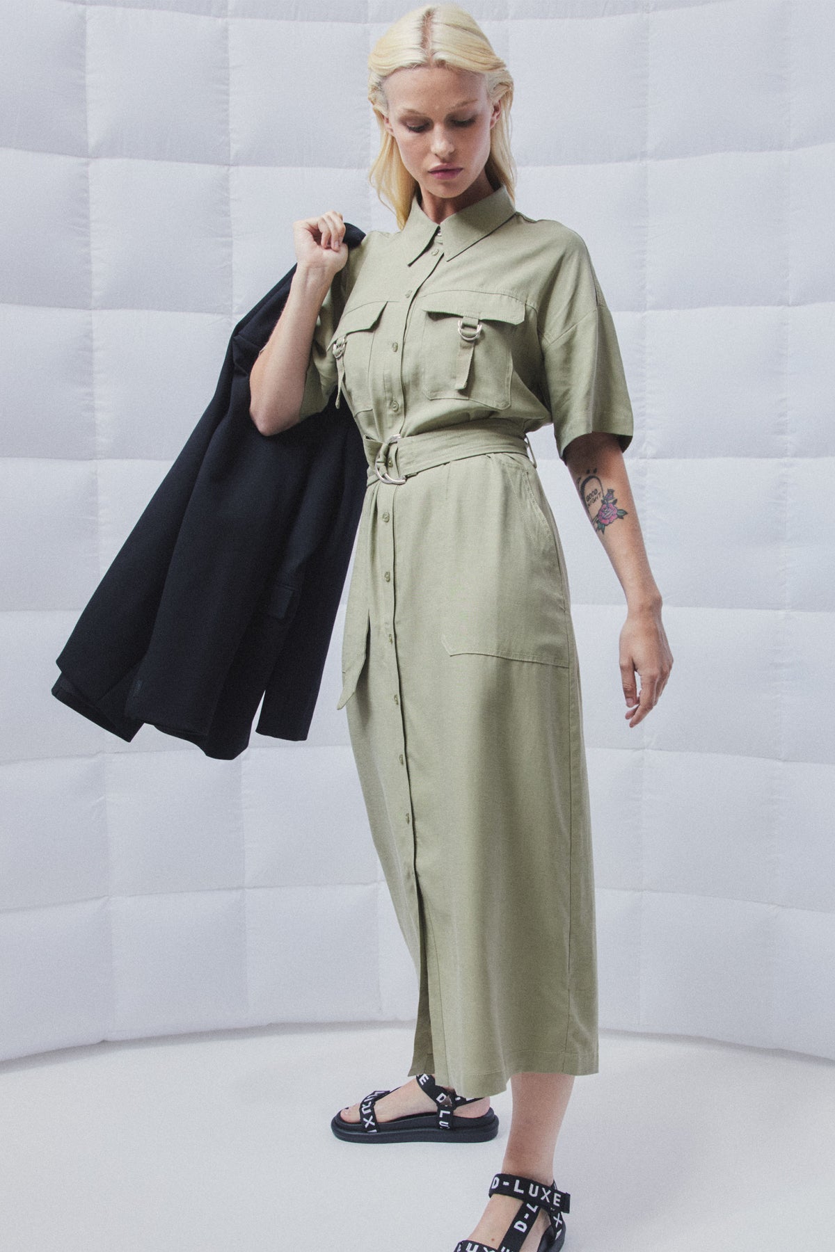 D-Luxe Cargo Pocket Midi Dress
