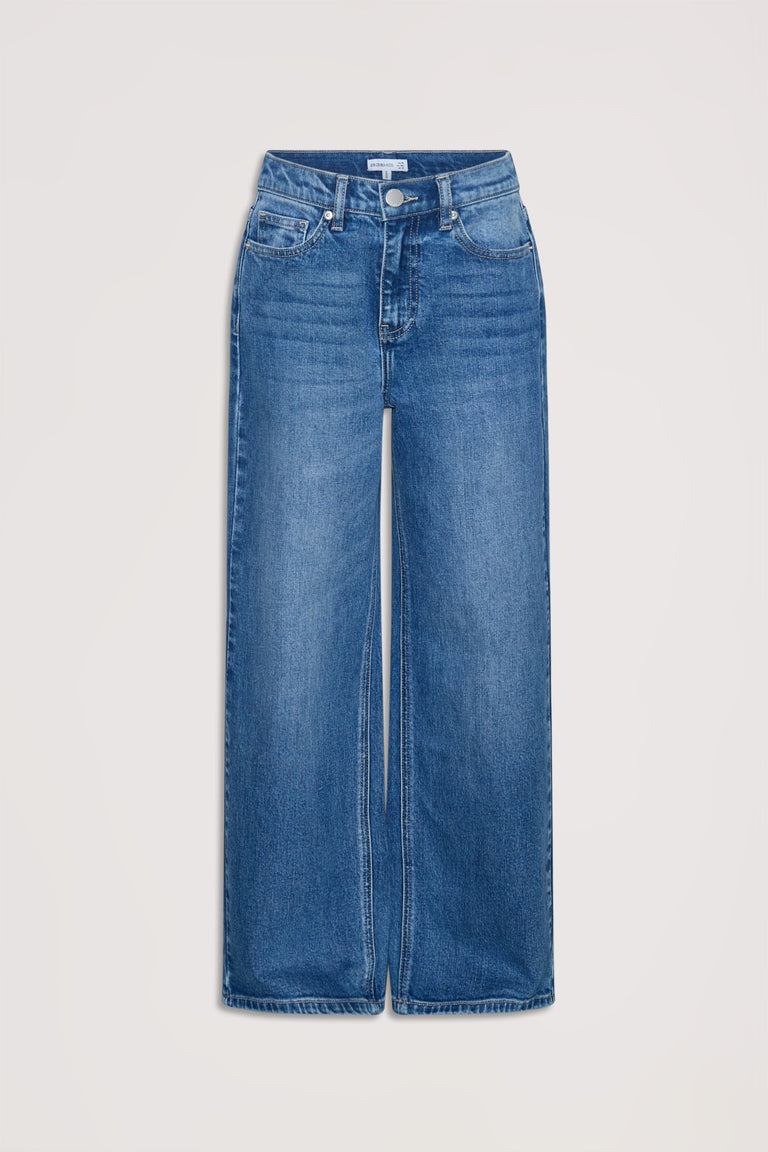 Girls Hailey Extra Long Jean in classic blue denim with a relaxed straight-leg fit by DECJUBA Australian fashion brand