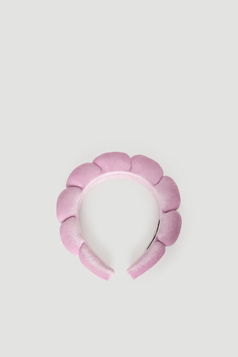 Lilac padded headband for girls with a soft, plush texture designed for comfortable everyday wear.