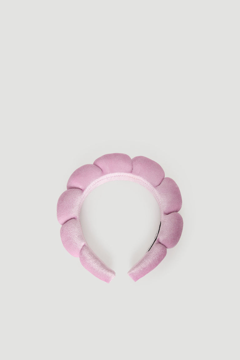 Lilac padded headband for girls with a soft, plush texture designed for comfortable everyday wear.