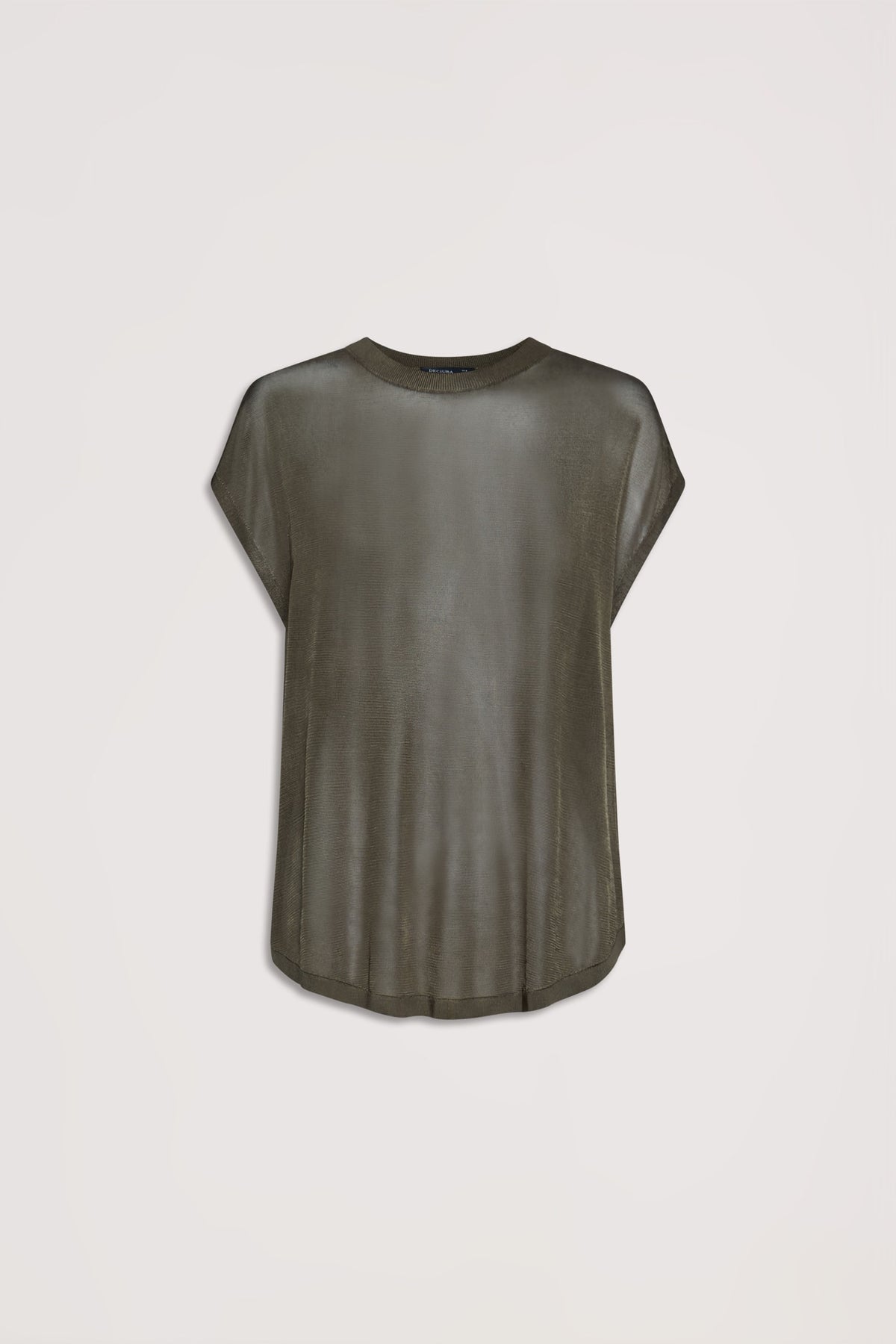 Tatum Knit Tee in olive sheer lightweight knit with relaxed fit and short sleeves, portrait gallery image 4.
