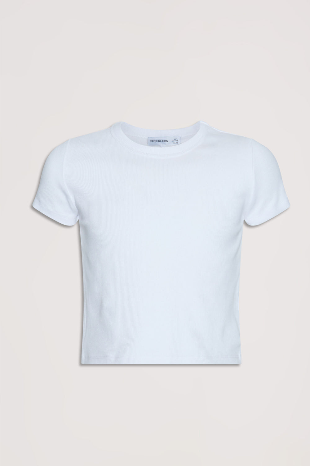 Crisp white girls' crop tee featuring a soft texture and classic crew neck for versatile everyday layering.