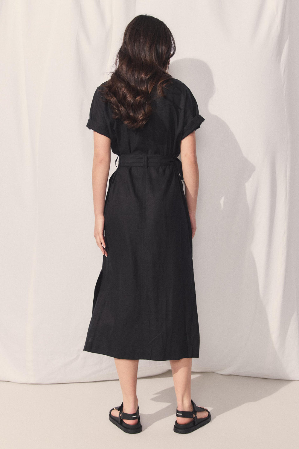 D-Luxe Linen Blend Midi Dress