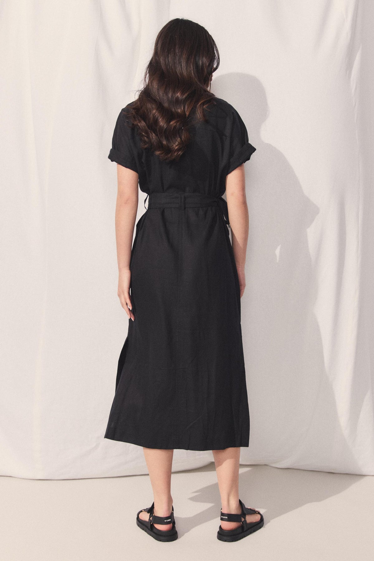 D-Luxe Linen Blend Midi Dress