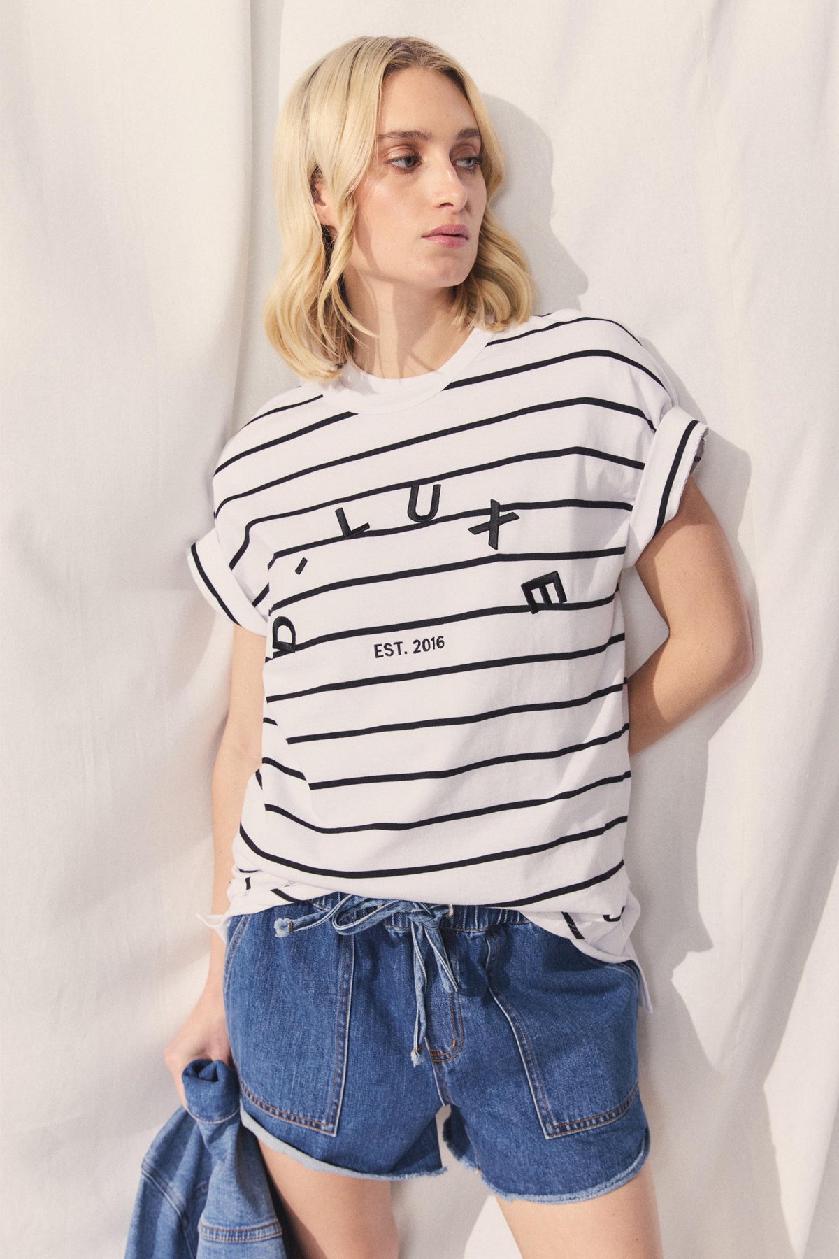 D-Luxe Half Moon Tonal Tee