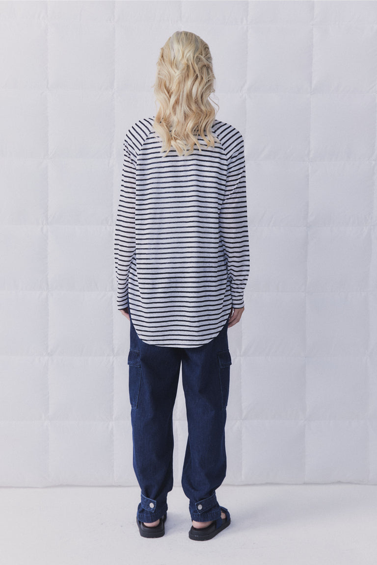 D-Luxe Curved Hem Linen Top