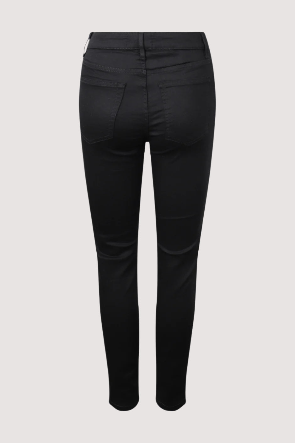 Claire Five Pocket Skinny Jean in black denim shown from back in portrait gallery position six, size AU 8, ankle length fit