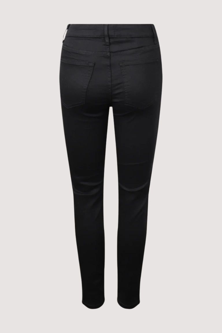 Claire Five Pocket Skinny Jean in black denim shown from back in portrait gallery position six, size AU 8, ankle length fit