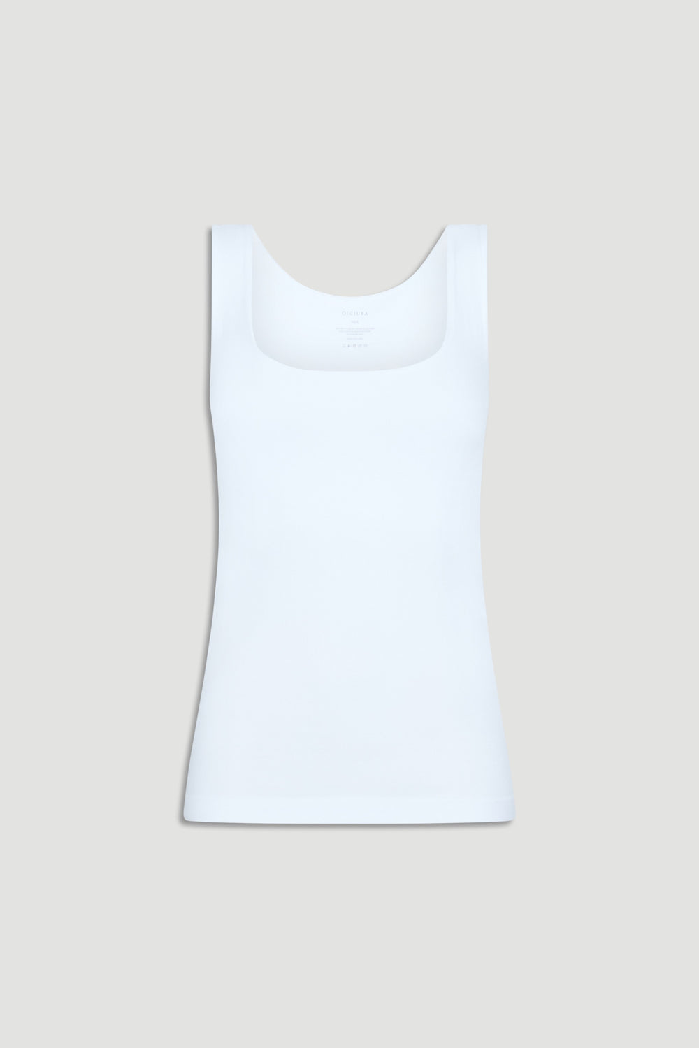 White seamless scoop neck tank top crafted for a smooth, comfortable fit perfect for everyday layering.