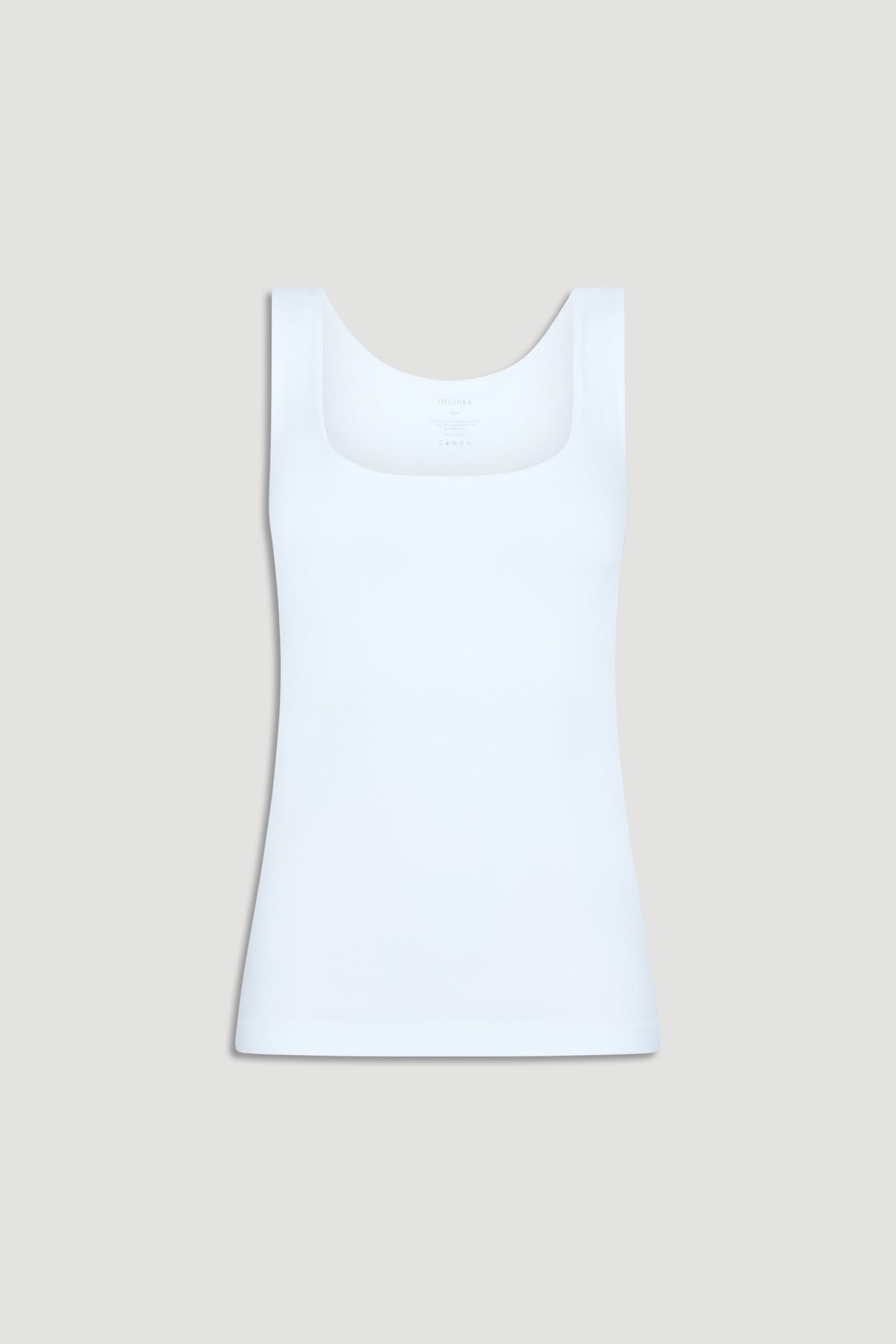 White seamless scoop neck tank top crafted for a smooth, comfortable fit perfect for everyday layering.