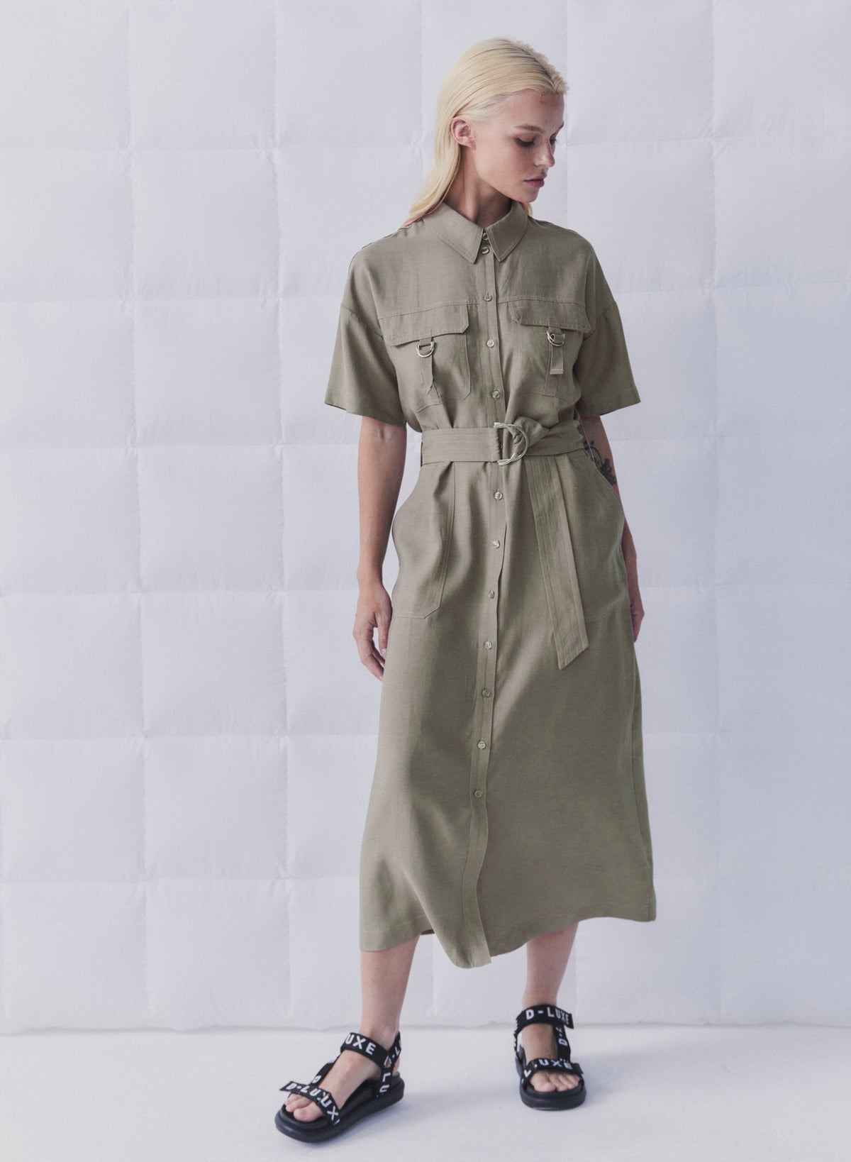 D-Luxe Cargo Pocket Midi Dress