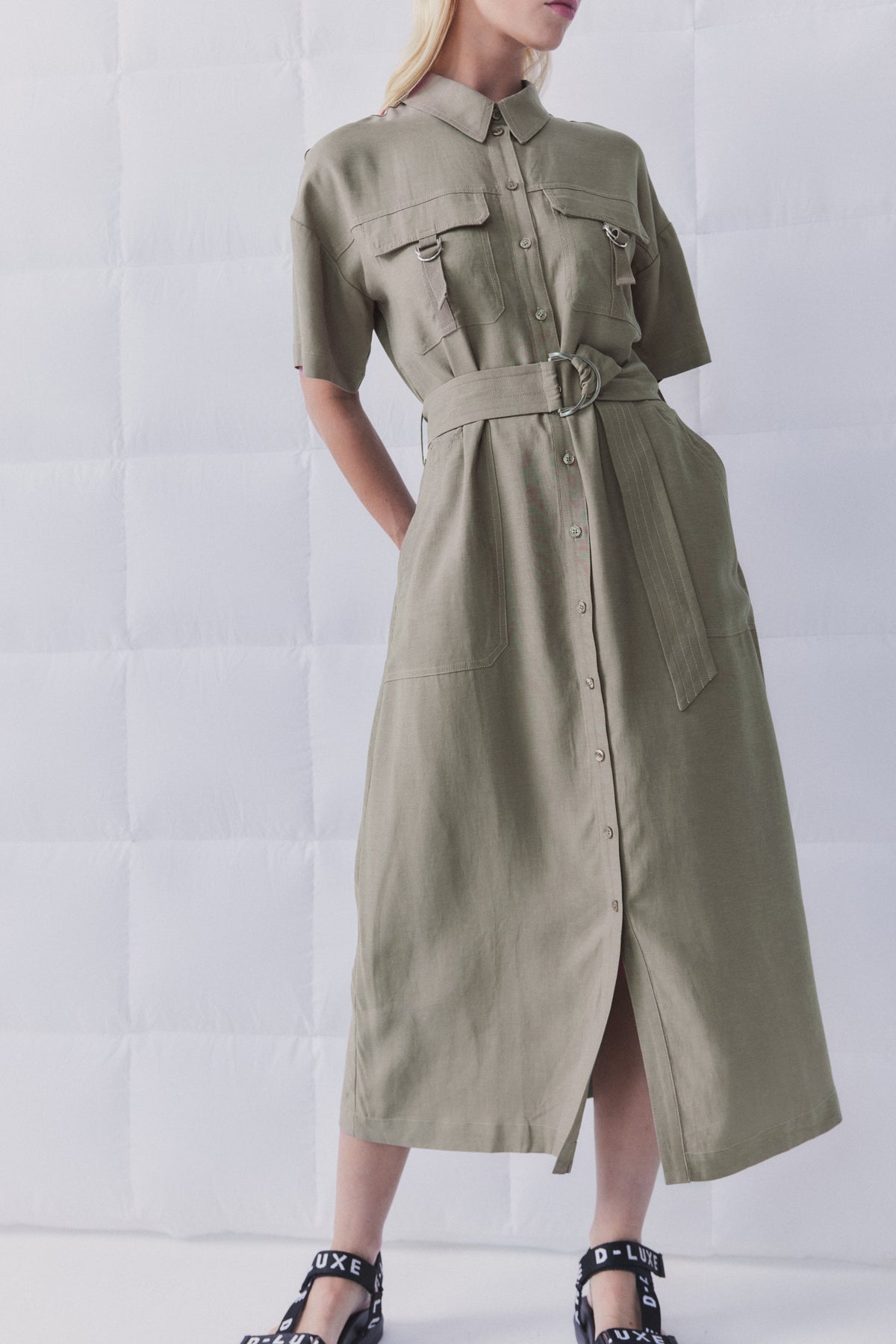 D-Luxe Cargo Pocket Midi Dress
