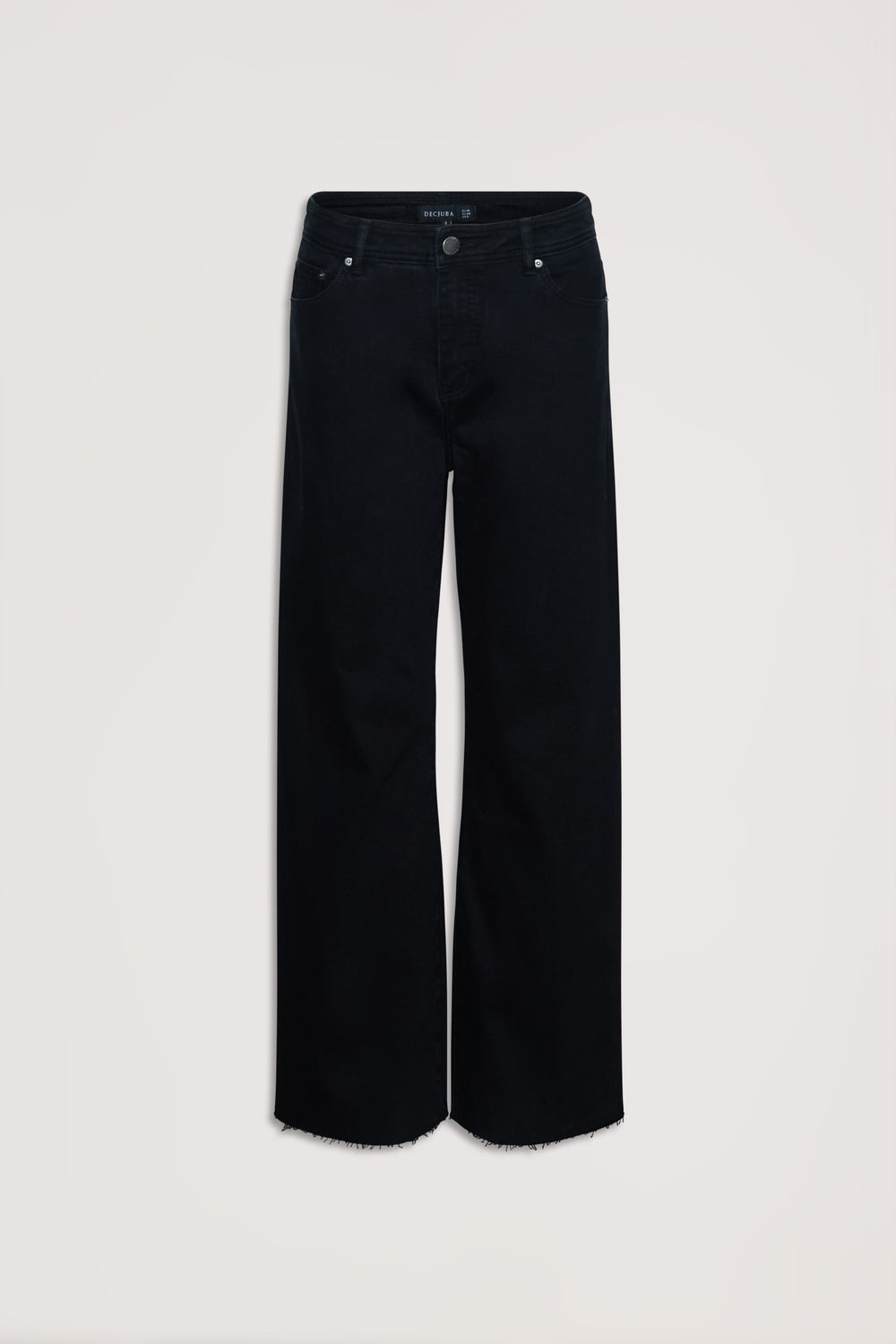 Tahni Wide Leg Jean in black denim with raw hem, combining comfort and style from DECJUBA Australian fashion brand