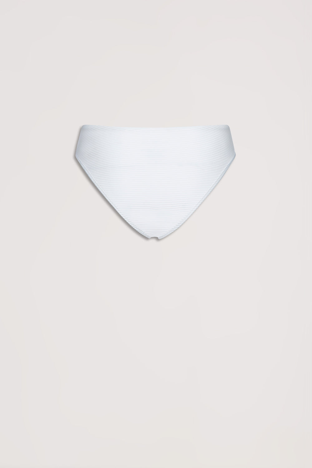 White ribbed bikini bottom with a clean, simple silhouette designed for everyday effortless style