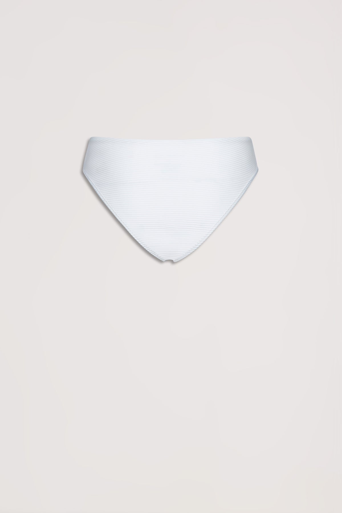 White ribbed bikini bottom with a clean, simple silhouette designed for everyday effortless style