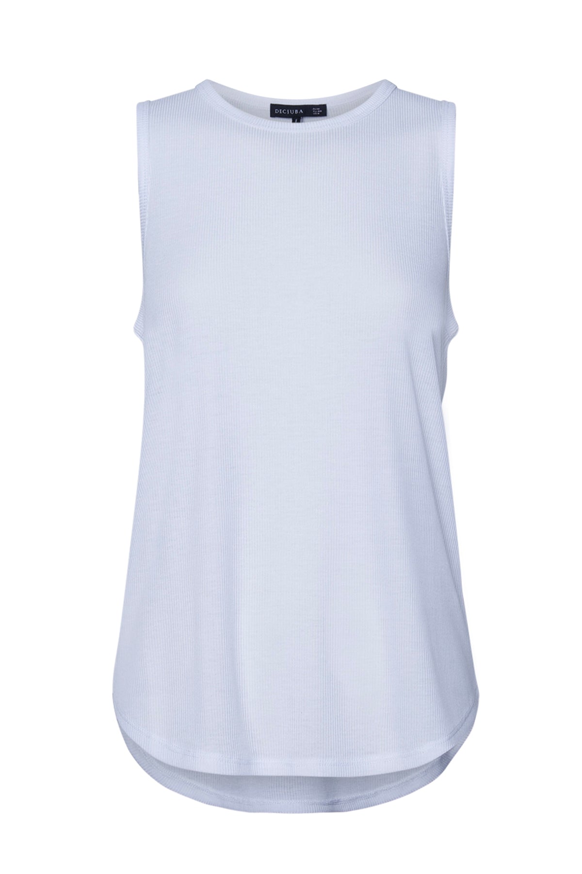Pollie Soft Rib Tank in white, sleeveless ribbed knit with relaxed fit and curved high-low hem, gallery 4 portrait view.