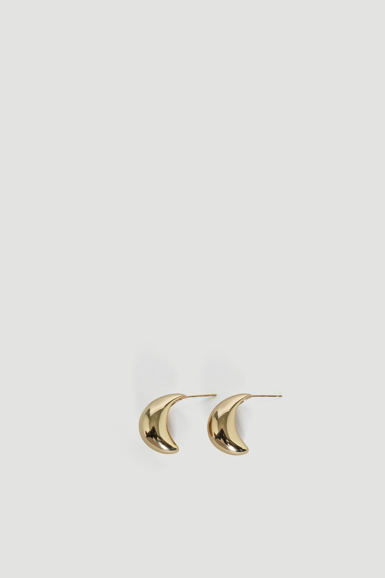 Pair of polished gold teardrop-shaped earrings with a chunky, smooth, and modern design for everyday elegance.