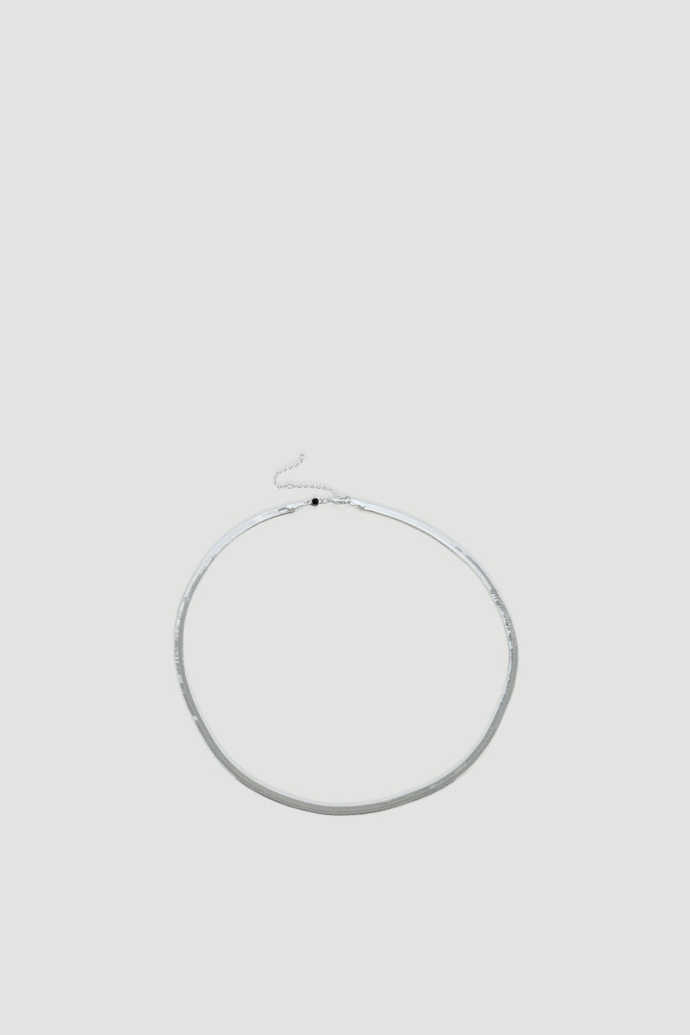 9ct Snake Chain Necklace in polished silver tone by DECJUBA, an Australian brand for effortless versatile style.