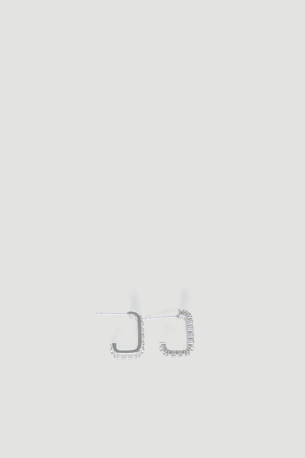 9ct Double Bar Hoop Earrings in polished silver tone with crystal accents by DECJUBA, an Australian brand for versatile elegance.