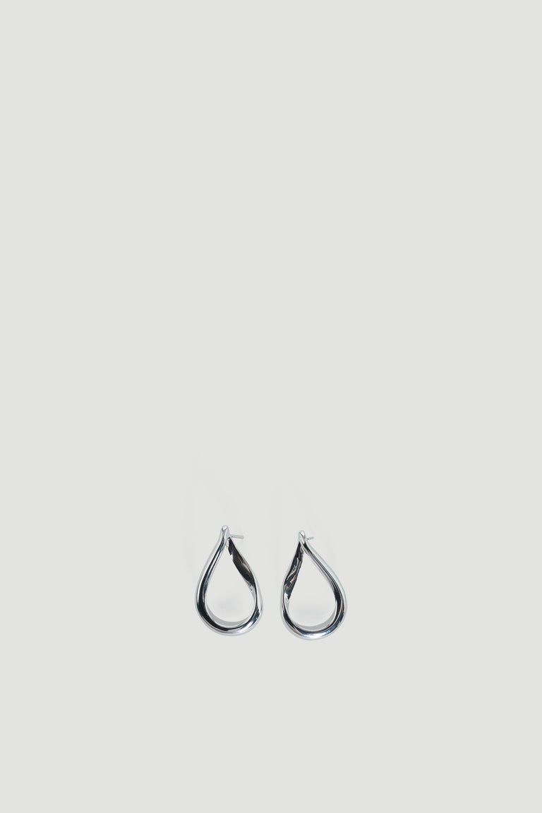 9ct Curved Teardrop Earring in polished silver tone by DECJUBA, an Australian brand for everyday versatile elegance
