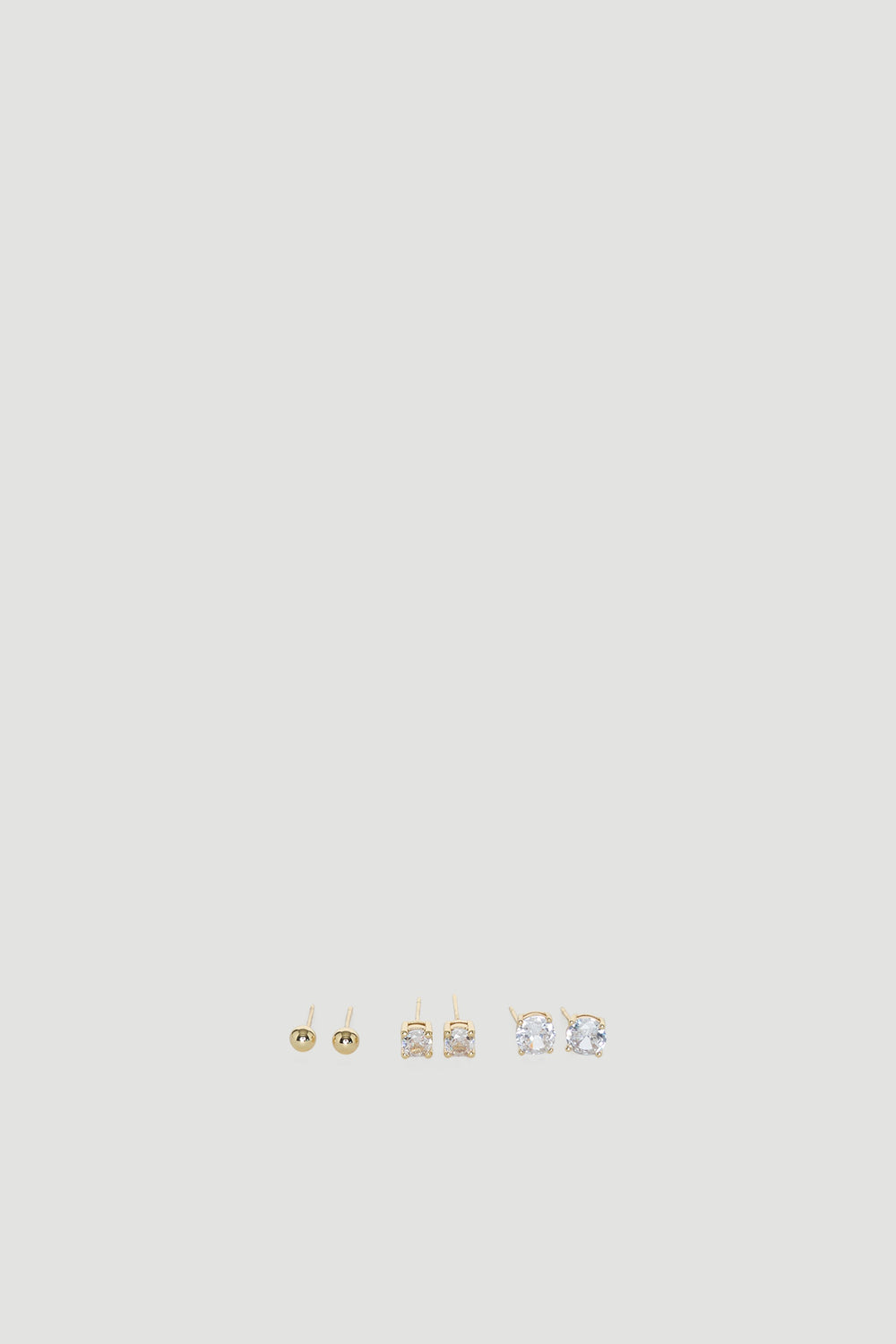 9ct 3PK Stud Earrings in gold plated recycled brass with crystal accents by DECJUBA, an Australian fashion brand.