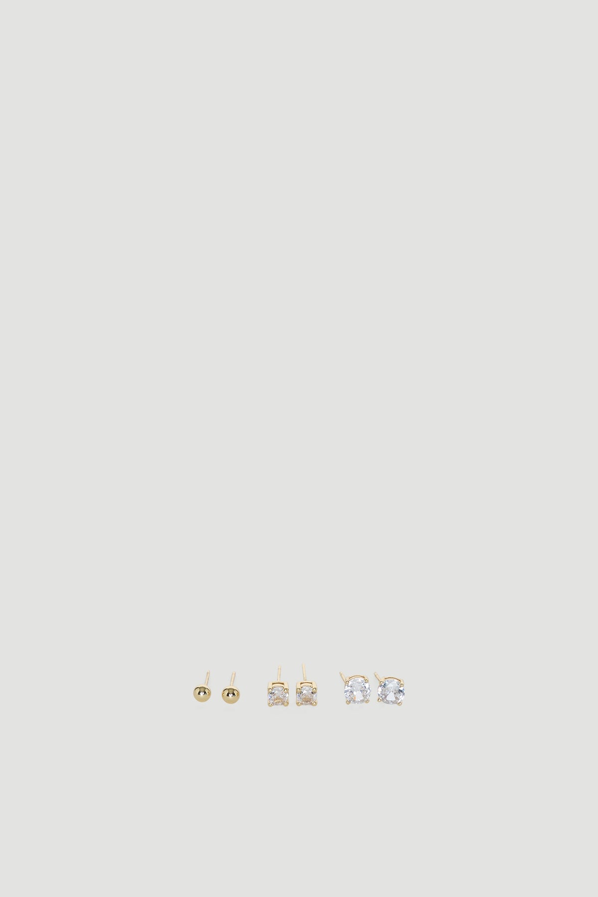 9ct 3PK Stud Earrings in gold plated recycled brass with crystal accents by DECJUBA, an Australian fashion brand.