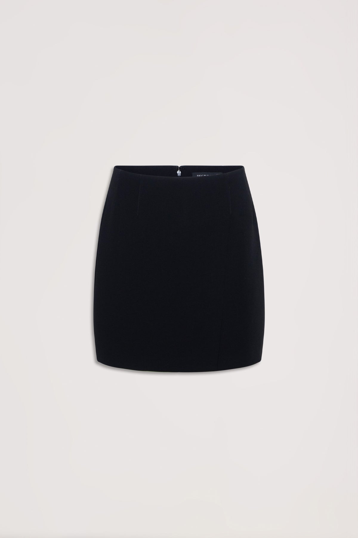 Black mini skirt with clean lines and a fitted silhouette, designed for versatile everyday wear.