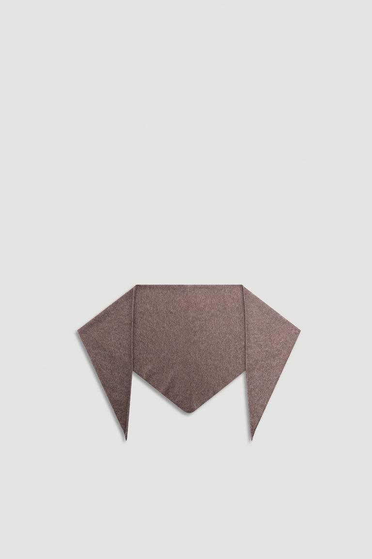 Heather Triangle Scarf in a warm biscuit tone with soft fabric and sharp triangular shape for versatile, stylish layering by DECJUBA