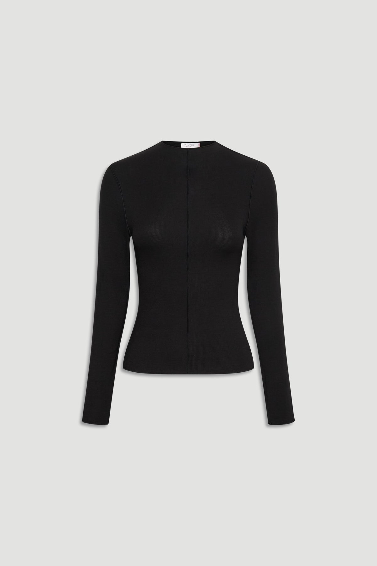 D-Luxe Semi Sheer Long Sleeve in black with a sleek fit and subtle seam detail by DECJUBA Australian fashion brand